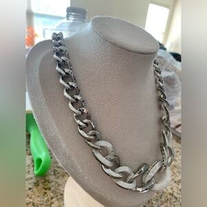 Elegant Swarovski Silver and White Chain Necklace
